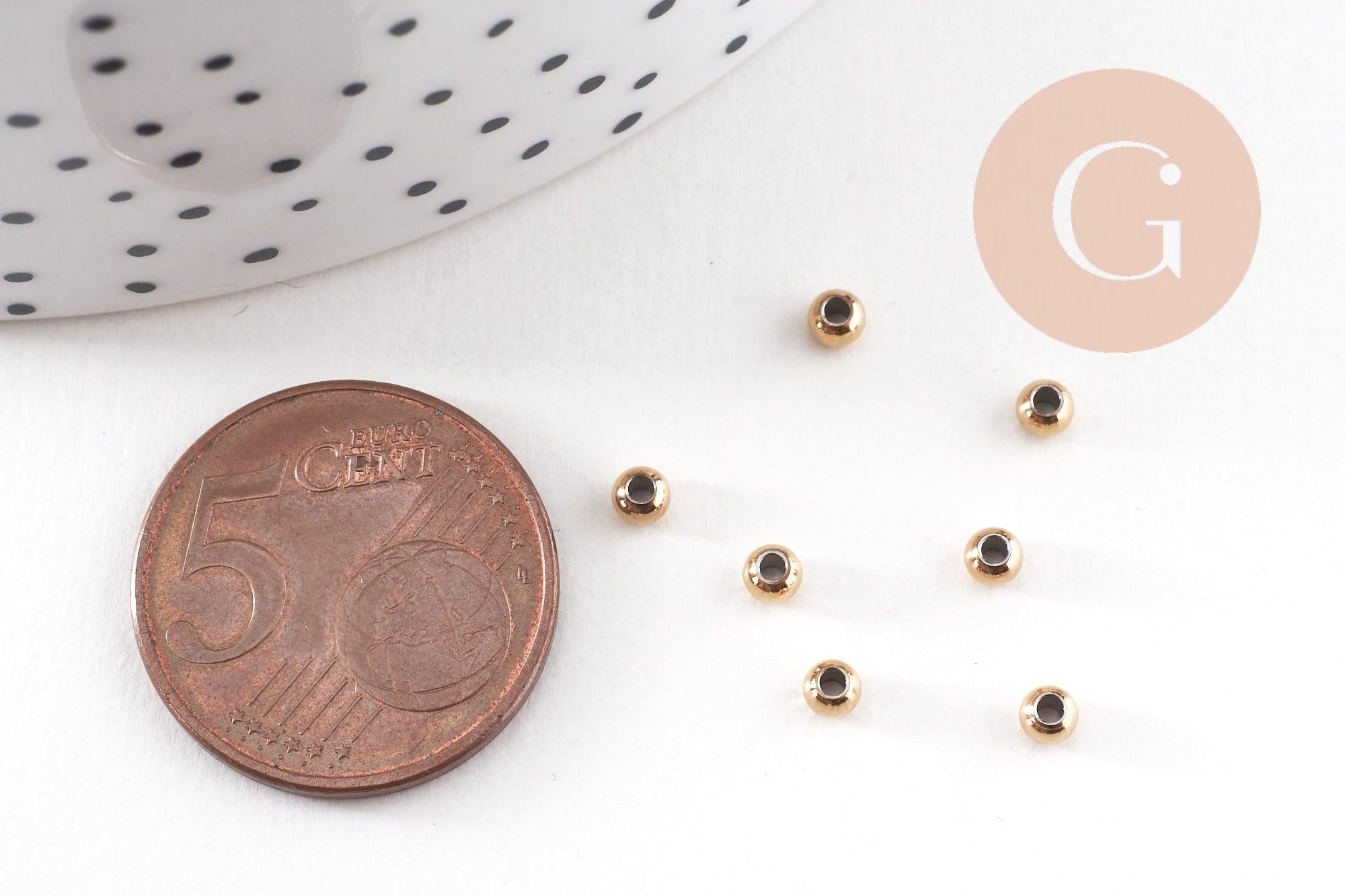 Gingerlily Perles intercalaires rondes acier doré 3 mm x50
