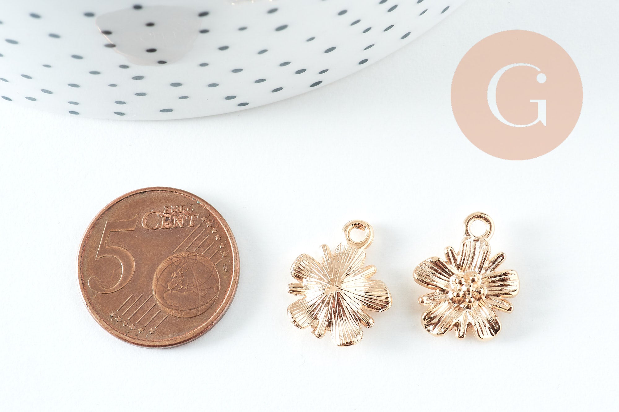 Gingerlily Pendentif G10722 fleur zamac doré 17mm x10