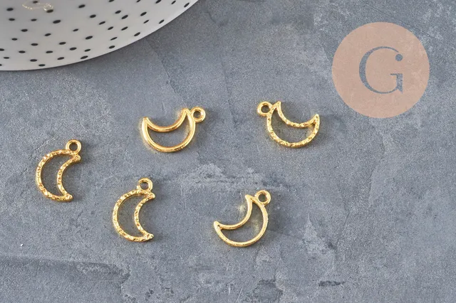 Gingerlily Pendentifs DIY G11221 breloque lune zamac doré 15mm x5