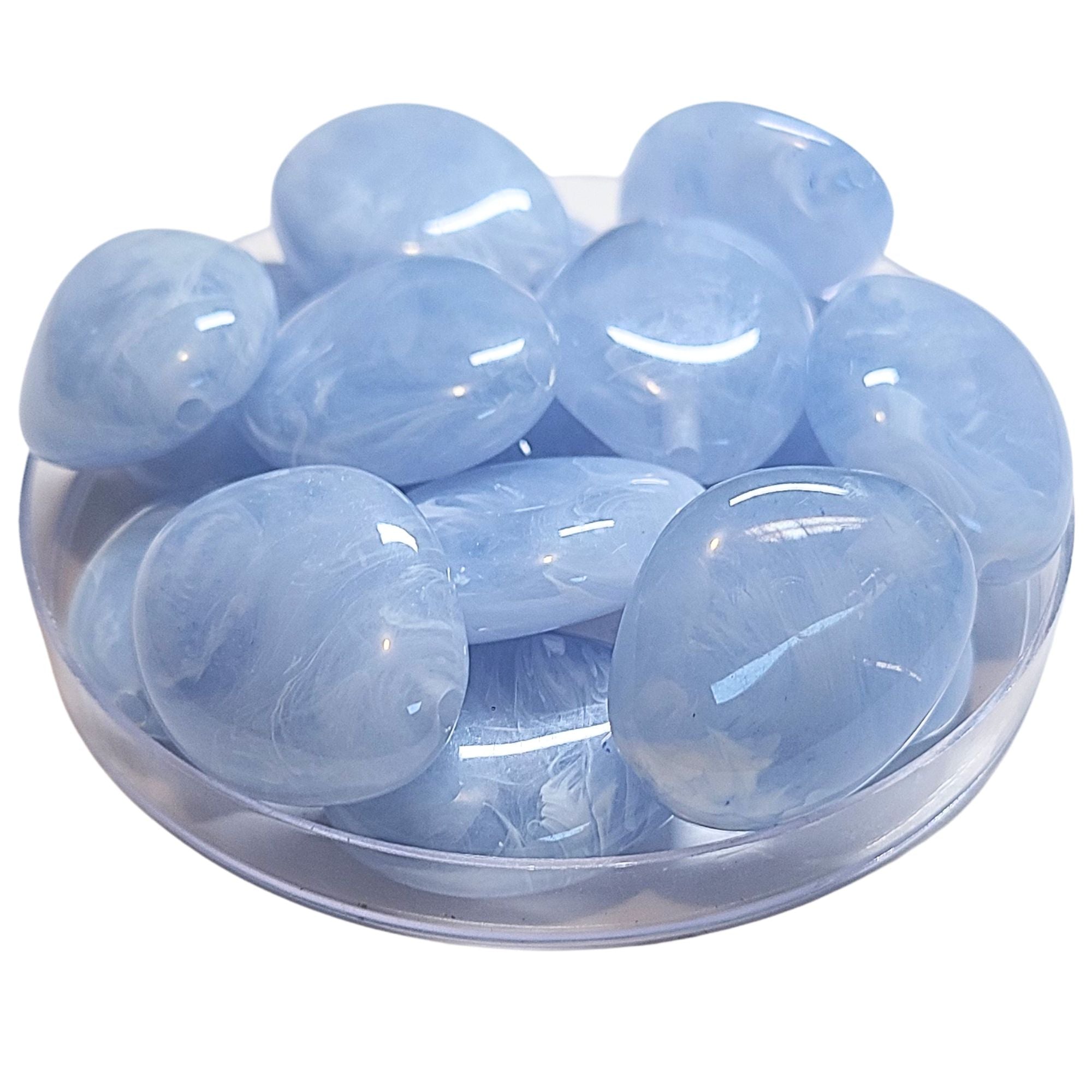ARTSHOP Galets TIKA 30MM perle bleu ciel marbré x10