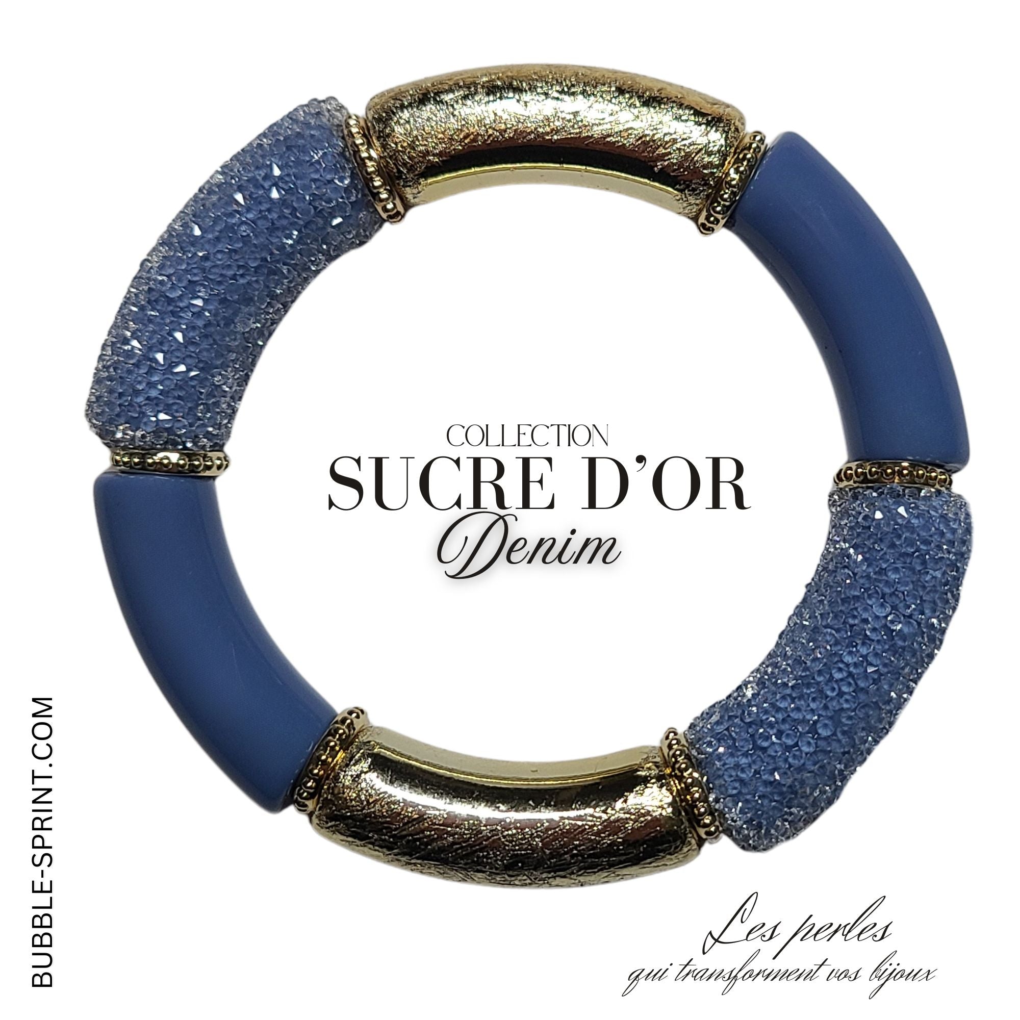 ARTSHOP Tubes Sucrés perle tube denim 14 mm x1