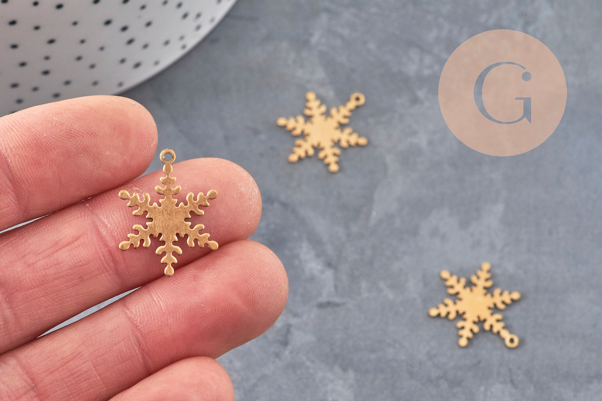 Gingerlily G11036 pendentif flocon neige laiton brut 21mm x2