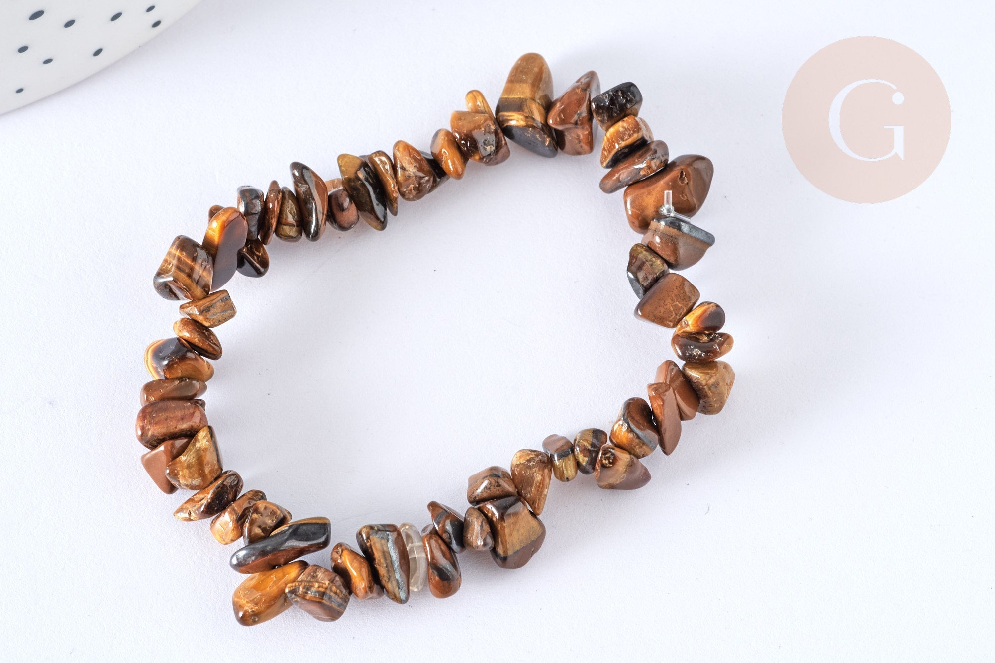Gingerlily Bracelet œil de tigre chips 50mm G7075