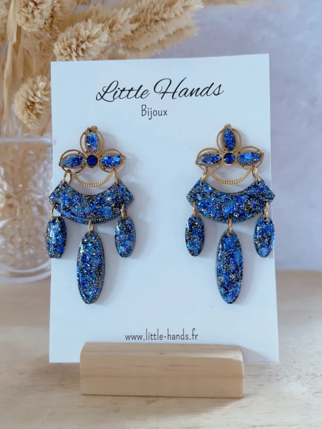 Little Hands Bijoux Naya boucles d'oreilles Blue Moon bleues