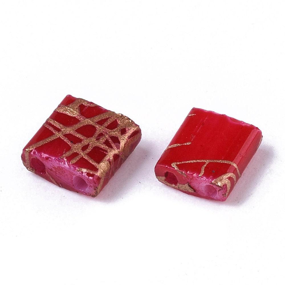 Gingerlily Perles G5477 perles rocaille carré rouge 4.5mm x50