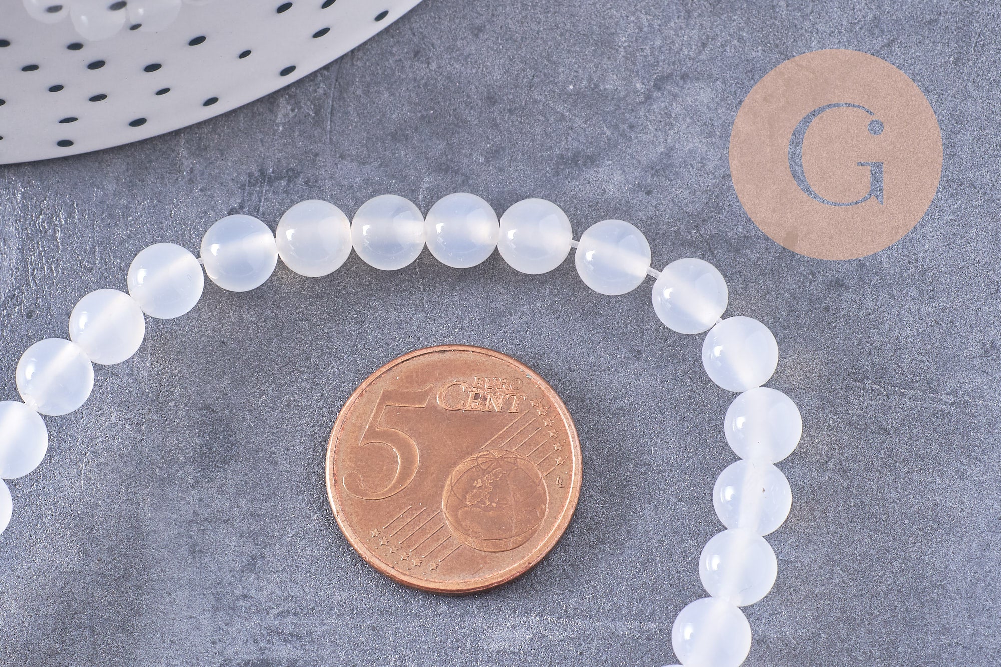 Gingerlily Perle ronde jade blanc naturel 6mm fil 37cm