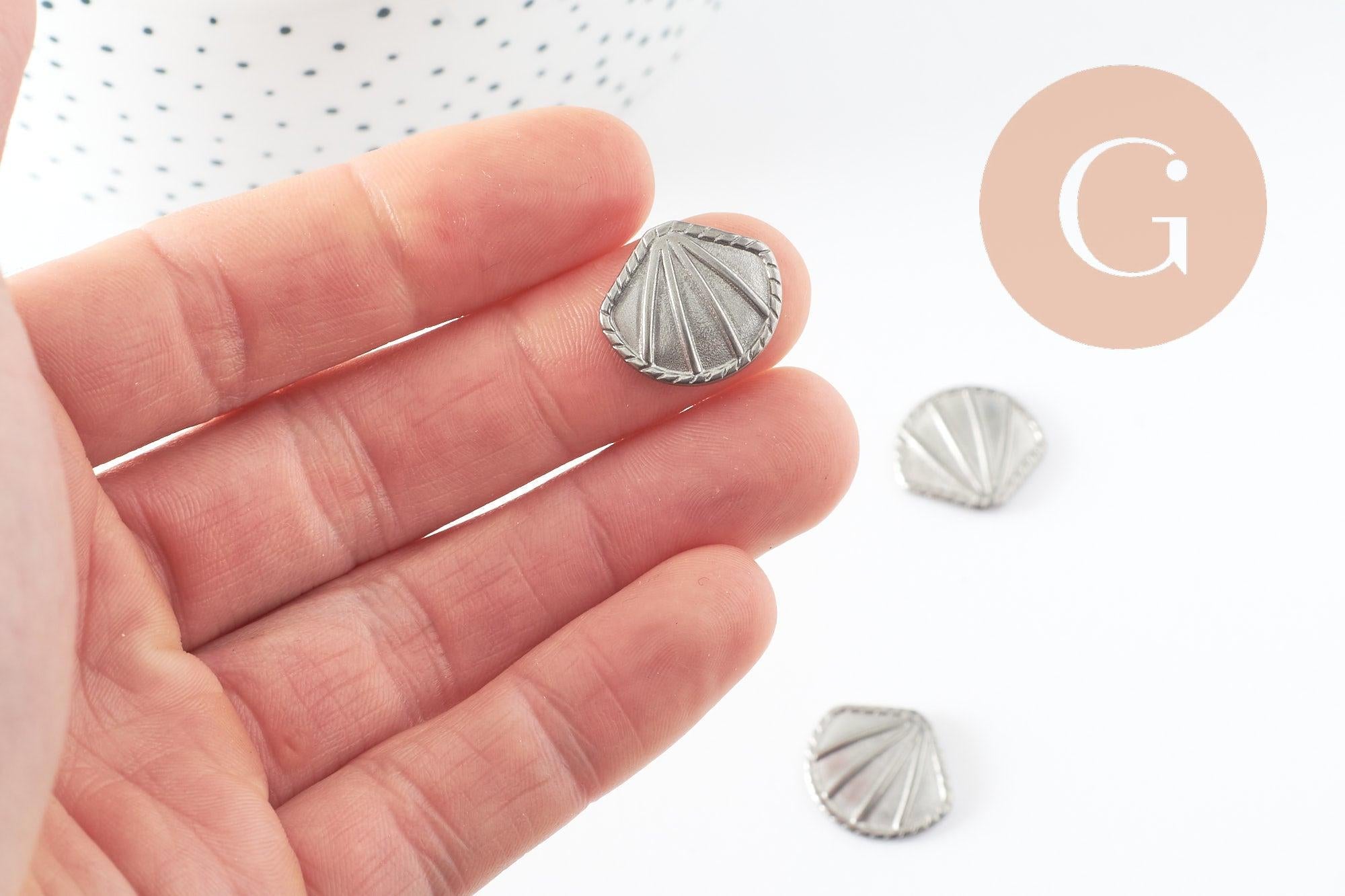Gingerlily G10193 cabochon coquillage acier platine 18,5 mm