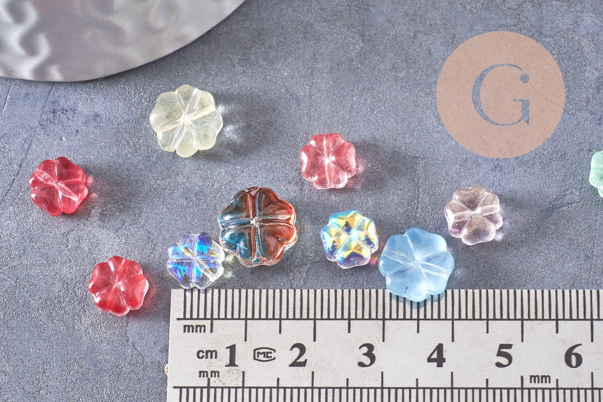Gingerlily Perles pour bijoux DIY G10367 perle fleur verre multicolore x10