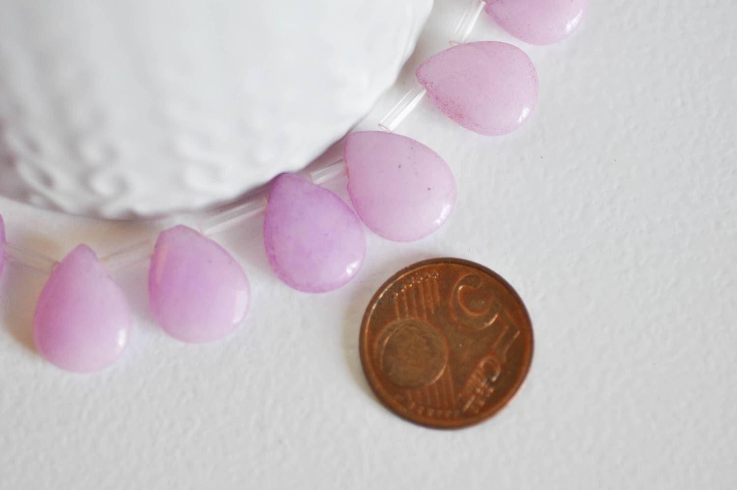 Gingerlily Perles DIY goutte jade rose facetté 15 mm x5