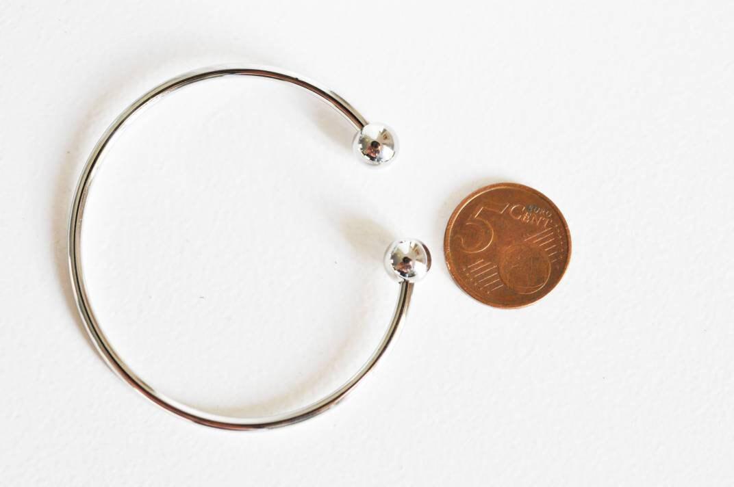 Gingerlily G2313 bracelet jonc rhodium boules 60mm