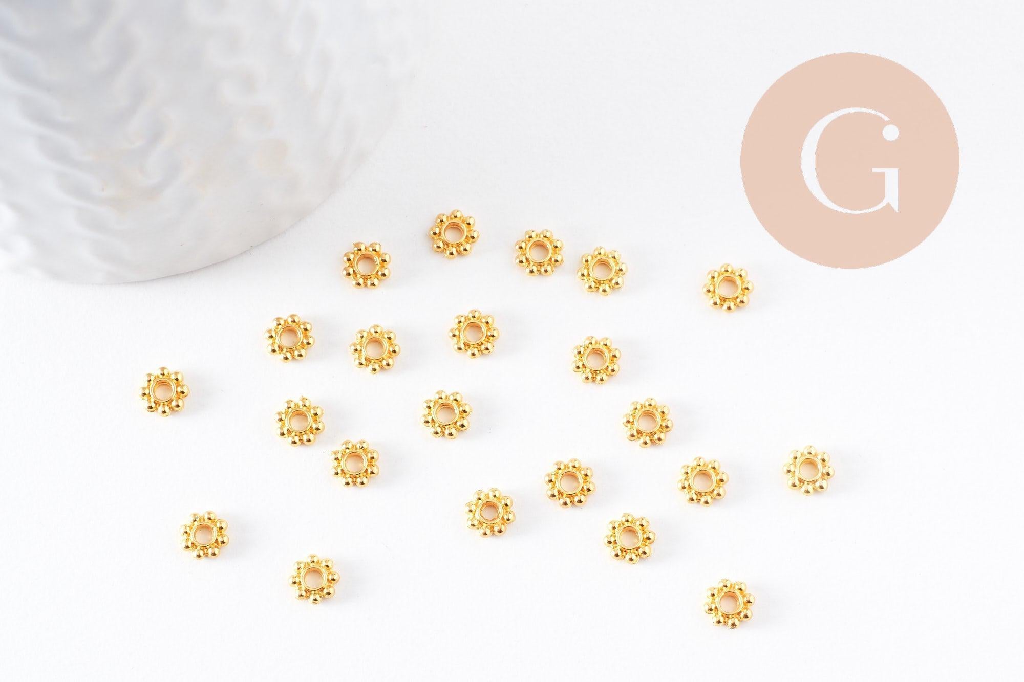Gingerlily G10093 perles rondelles fleurs doré 5mm x50