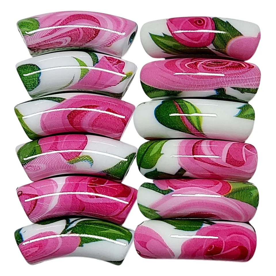 ARTSHOP Tubes DESIGN 1014 fleurs 12MM perle rose x1