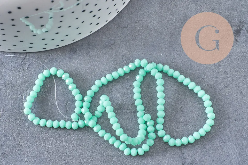 Gingerlily rondelles G10598 perles cristal vert clair fil 32 cm