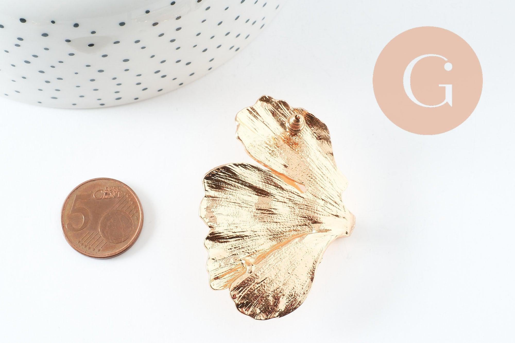 Gingerlily Boucles fleur Gingko XXL zamac doré la paire