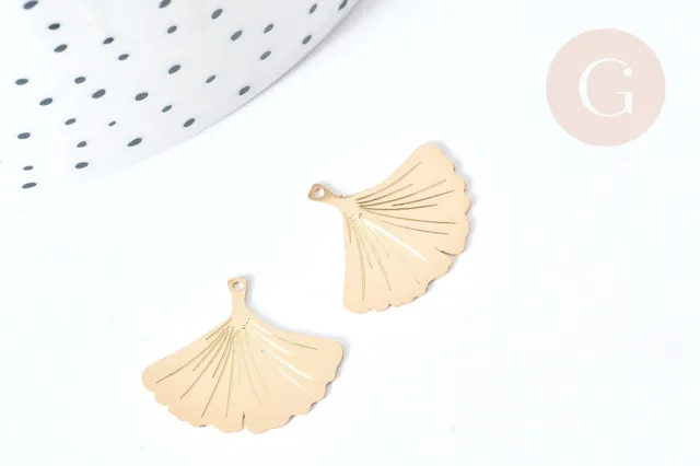 Gingerlily Pendentifs G8069 pendentif feuille ginkgo laiton doré 22mm