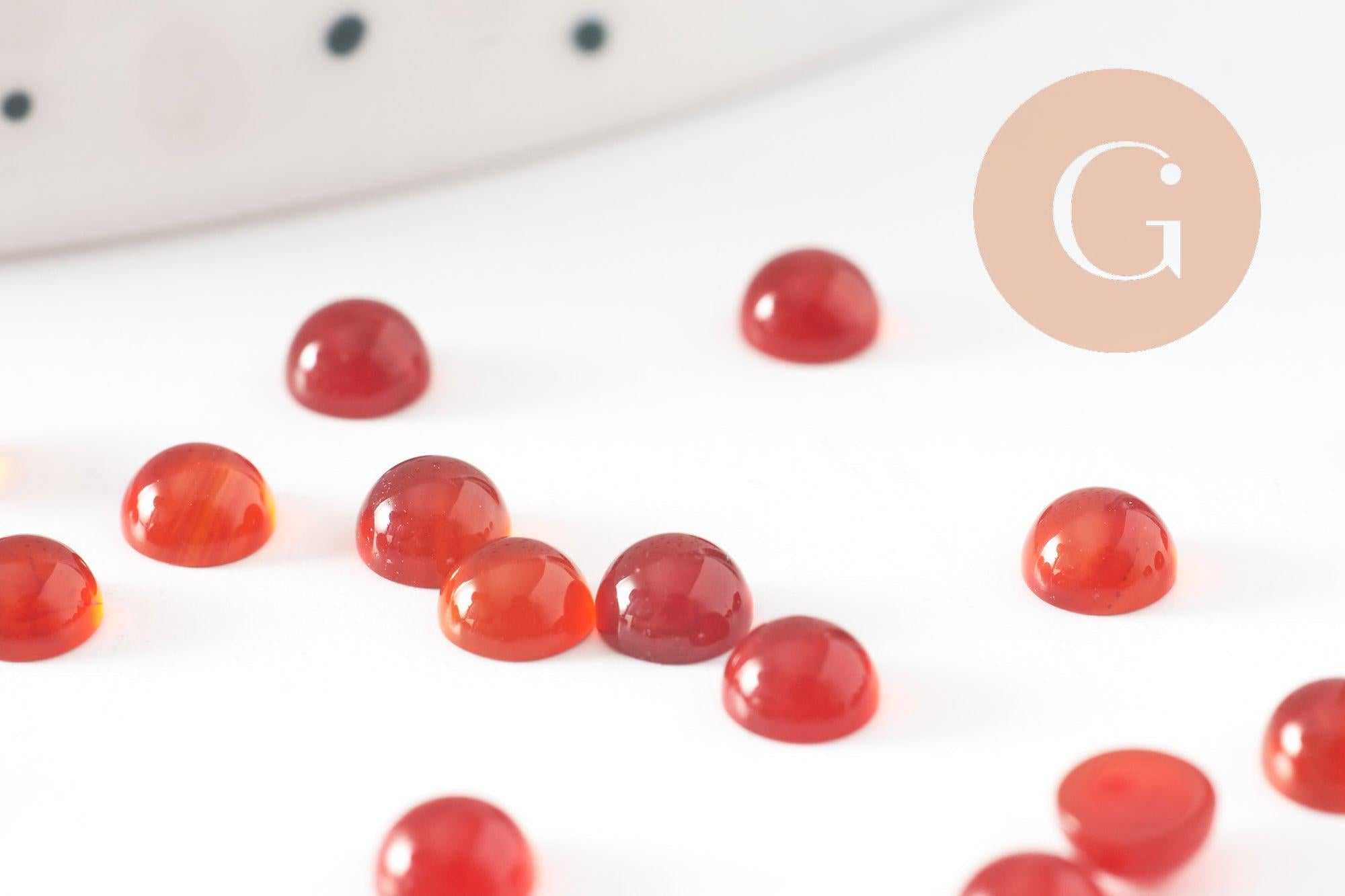Gingerlily Perles G10034 cabochon agate rouge rond 4mm