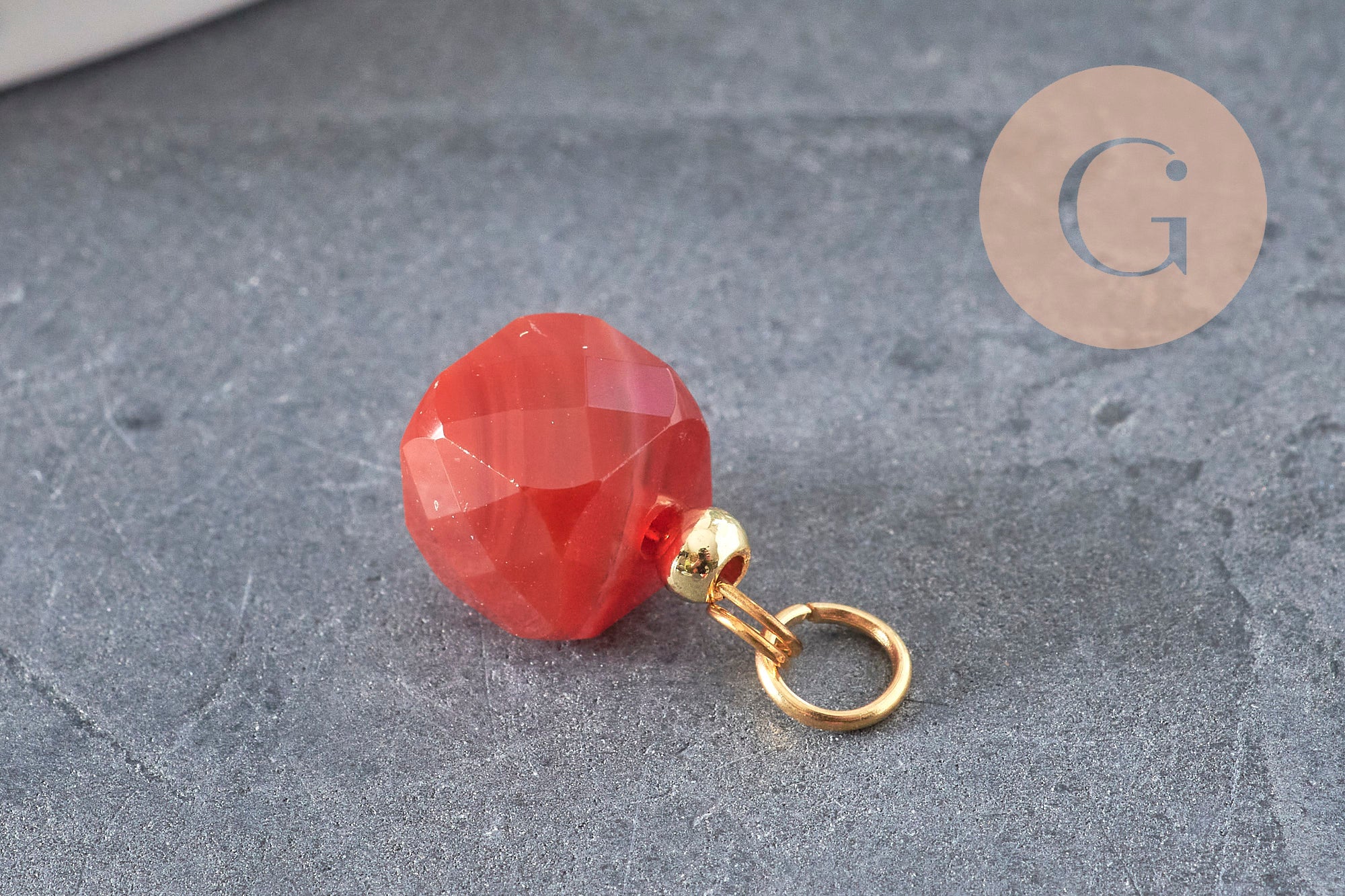 Gingerlily Pendentifs G11241 breloque cube cornaline 14.5mm