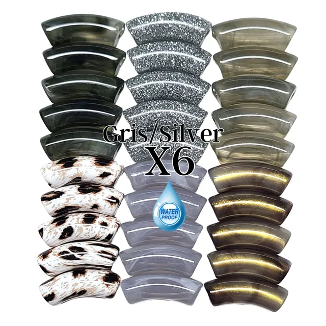 ARTSHOP Camaieux 92 tubes incurvés gris lot 30 perles 12mm