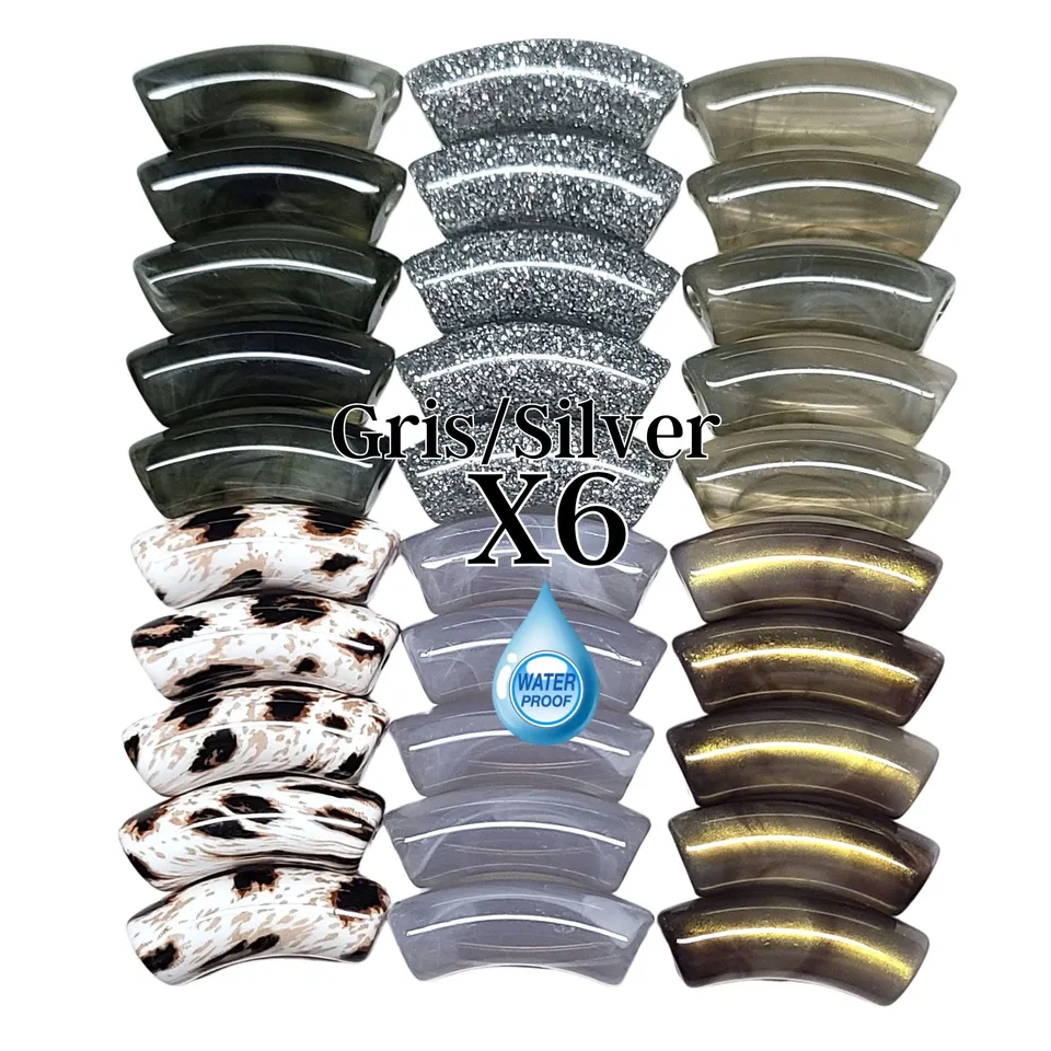 ARTSHOP Camaieux 92 tubes incurvés gris lot 30 perles 12mm