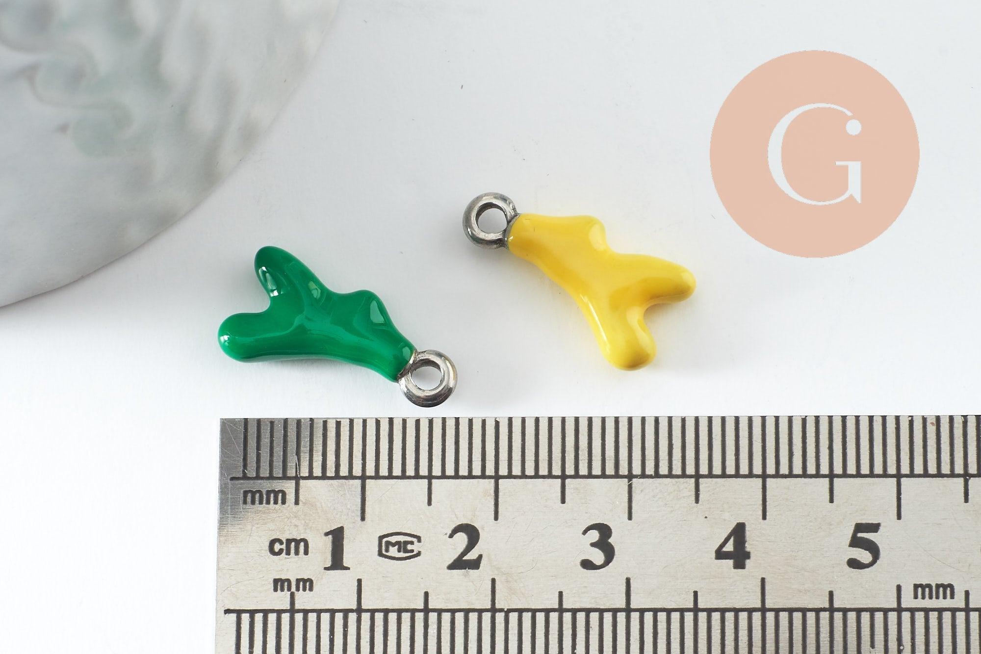 Gingerlily Pendentif branche corail acier orange émail 18,5mm