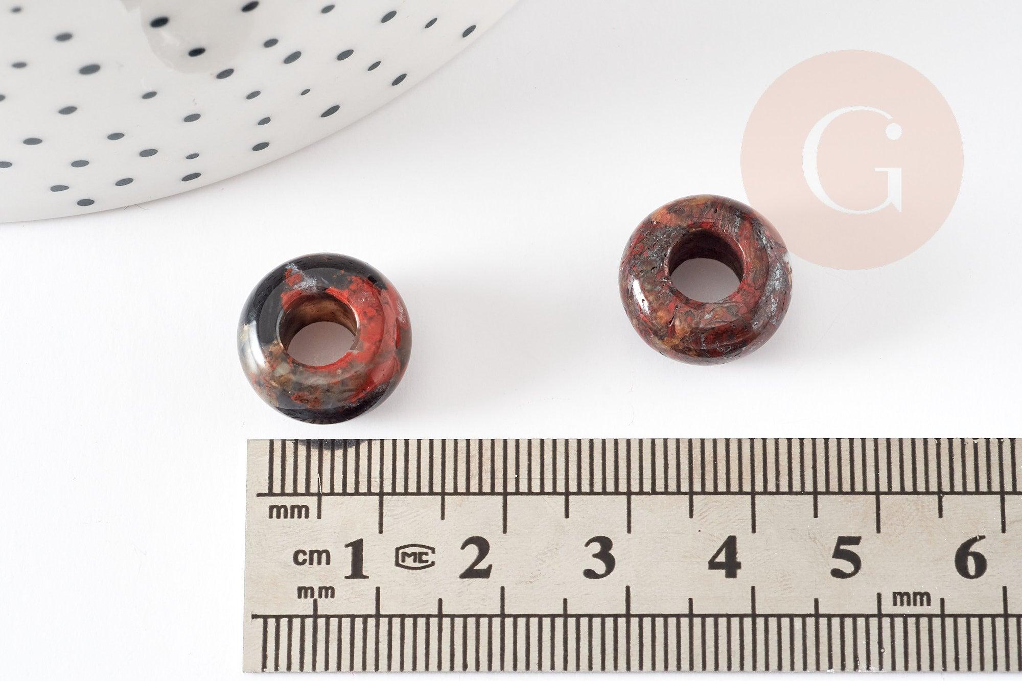 Gingerlily Perles G9211 rondelle donut jaspe marron 14mm x2