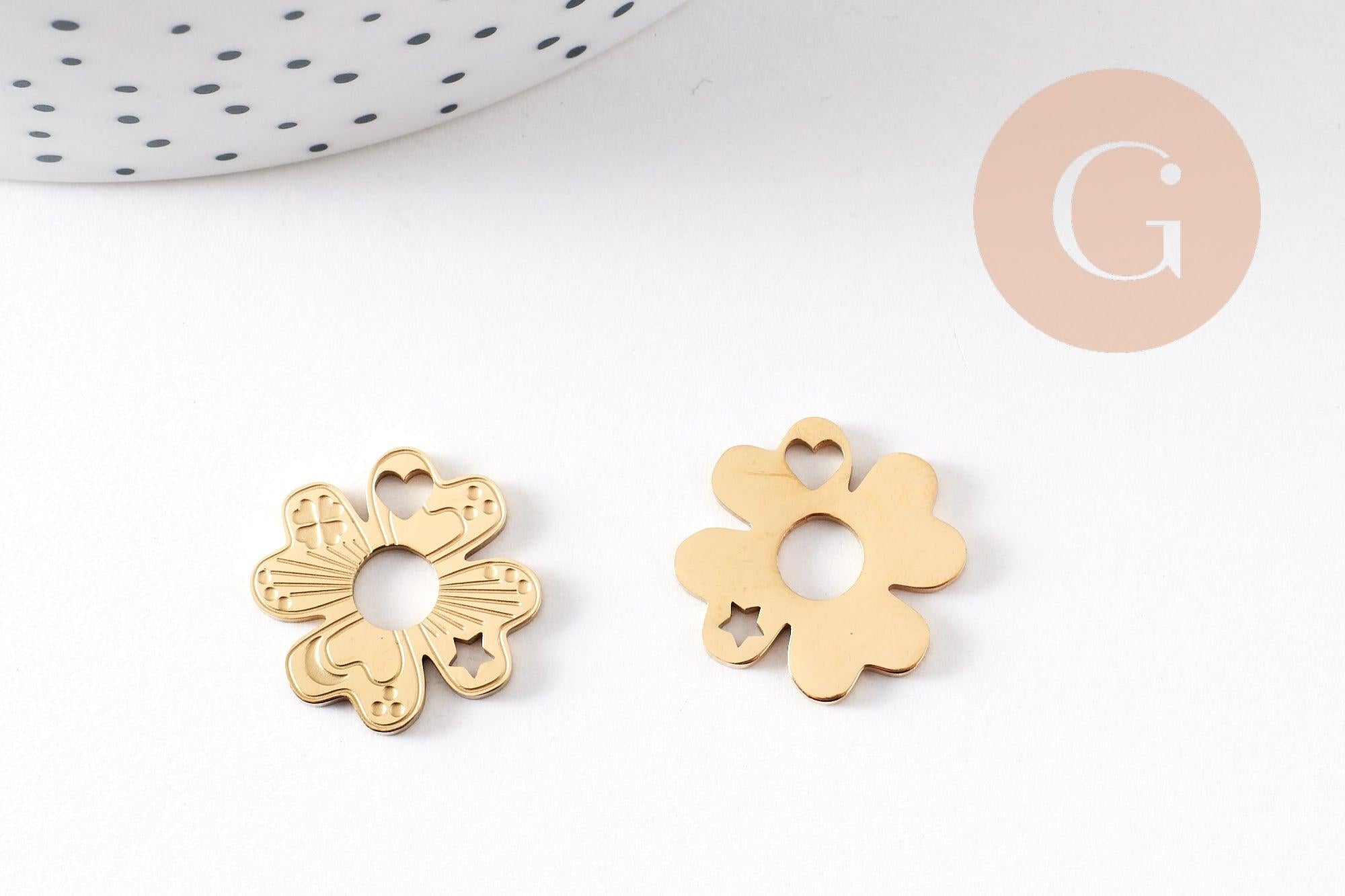 Gingerlily G10507 pendentif trèfle doré 17mm x1