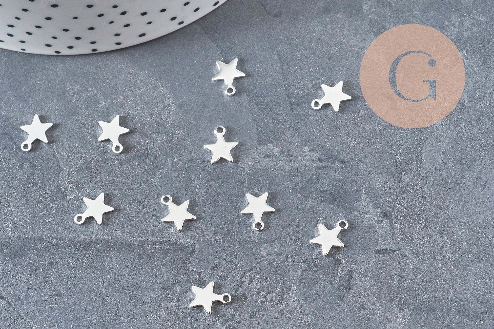 Gingerlily Perles Pendentifs DIY breloque étoile G11172 argent 10mm