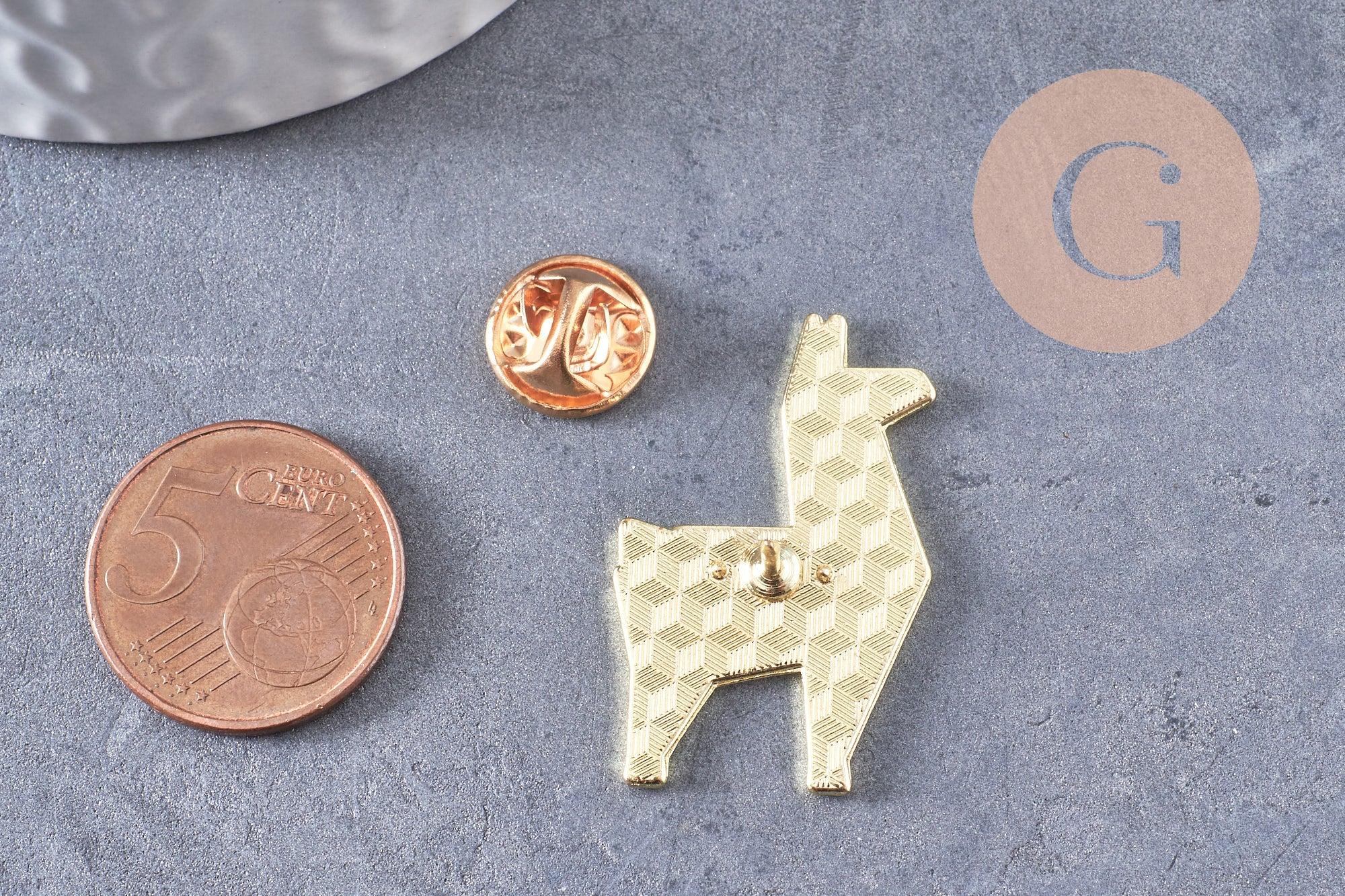 Gingerlily Broche Pins Caniche Origami Doré Jaune 32mm