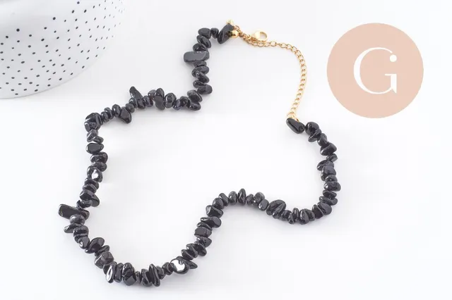 Gingerlily Obsidienne G10266 collier pierre noire chips 40cm x1