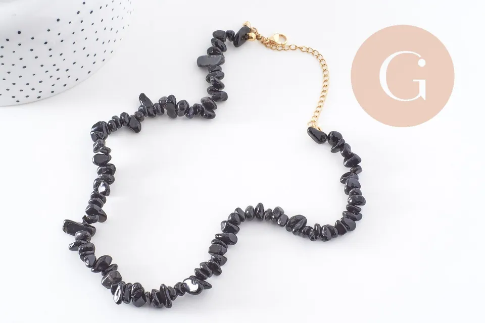 Gingerlily Obsidienne G10266 collier pierre noire chips 40cm x1