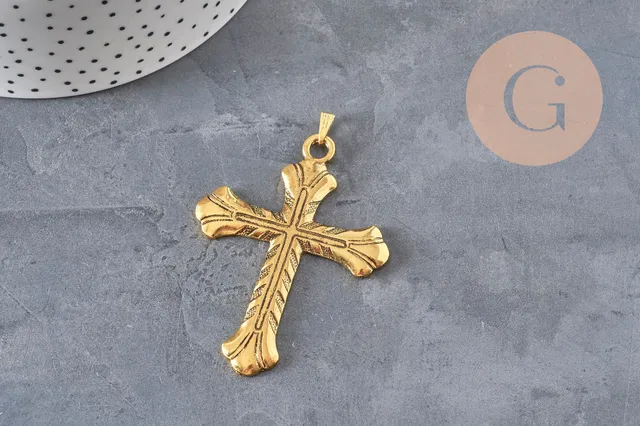 Gingerlily Pendentifs G2368 pendentif grande croix dorée 75mm