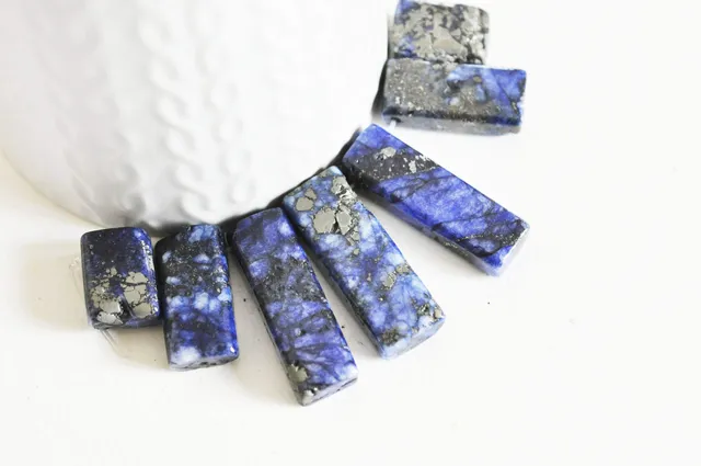 Gingerlily perle lapis lazuli rectangle pierre naturelle lot 7 bleu