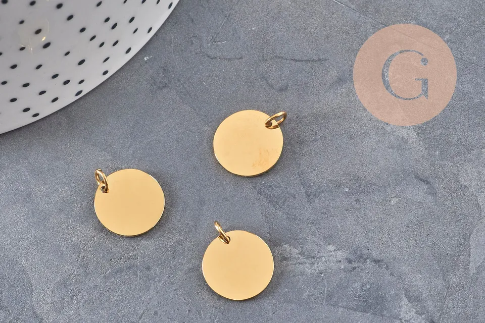 Gingerlily Pendentif rond doré 14mm G11143 sans gravure