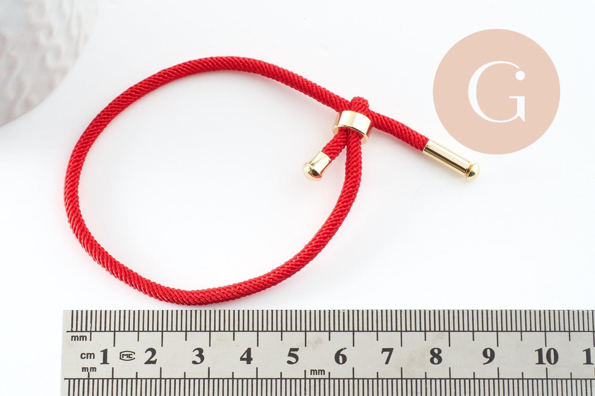 Gingerlily G9573 bracelet cordon rouge réglable 23-25cm acier