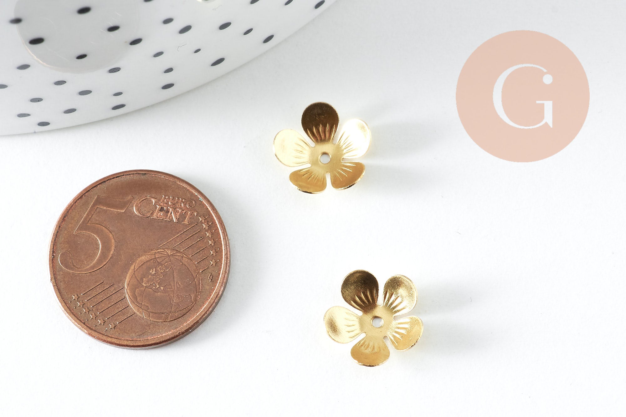 Gingerlily Apprêts calottes fleur laiton brut 11mm x10