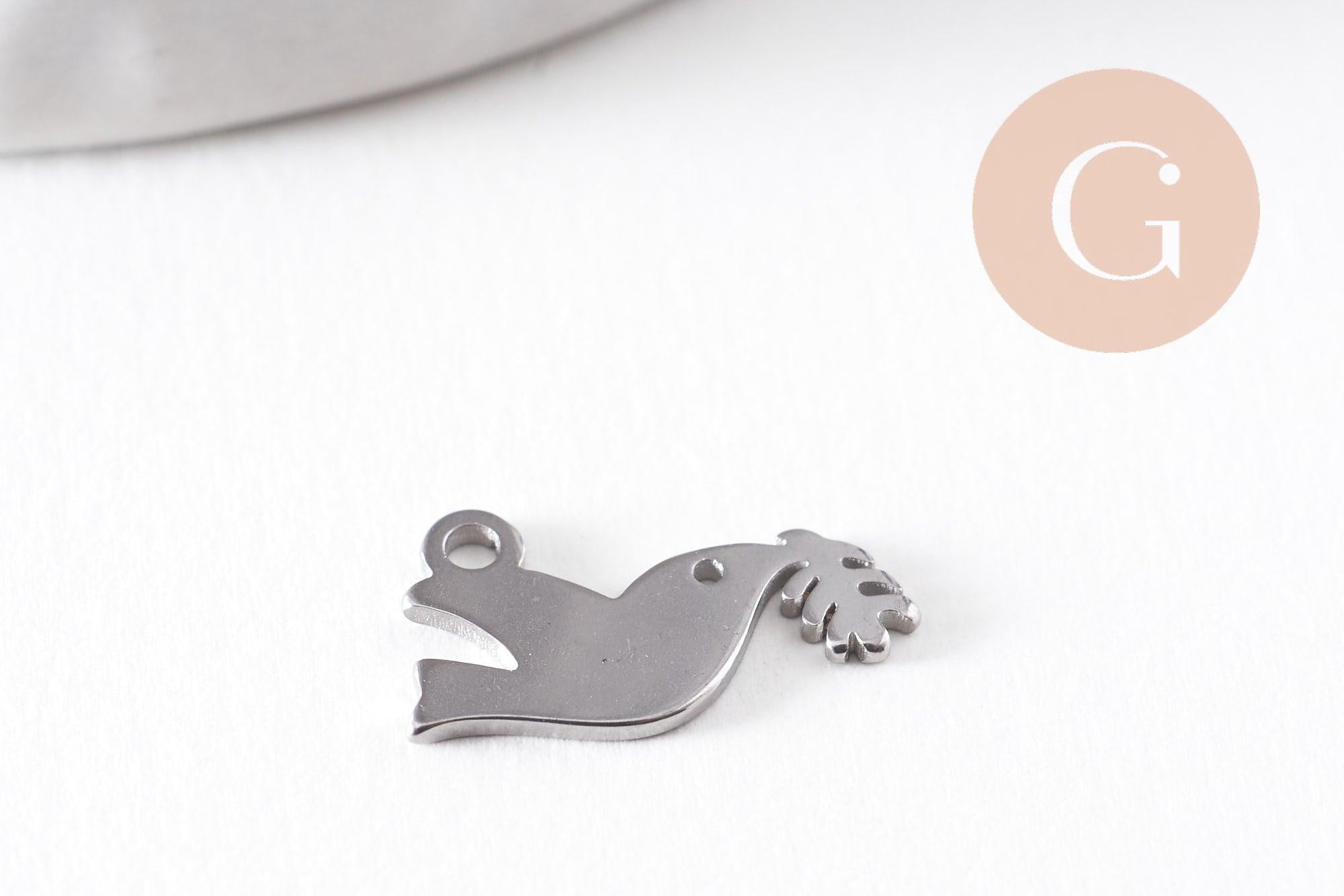 Gingerlily Colombe G9911 pendentif oiseau argenté 12mm x1