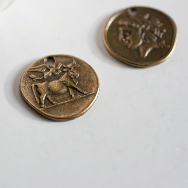 Gingerlily Médaille romaine bronze 19mm zamac lot 5 breloques