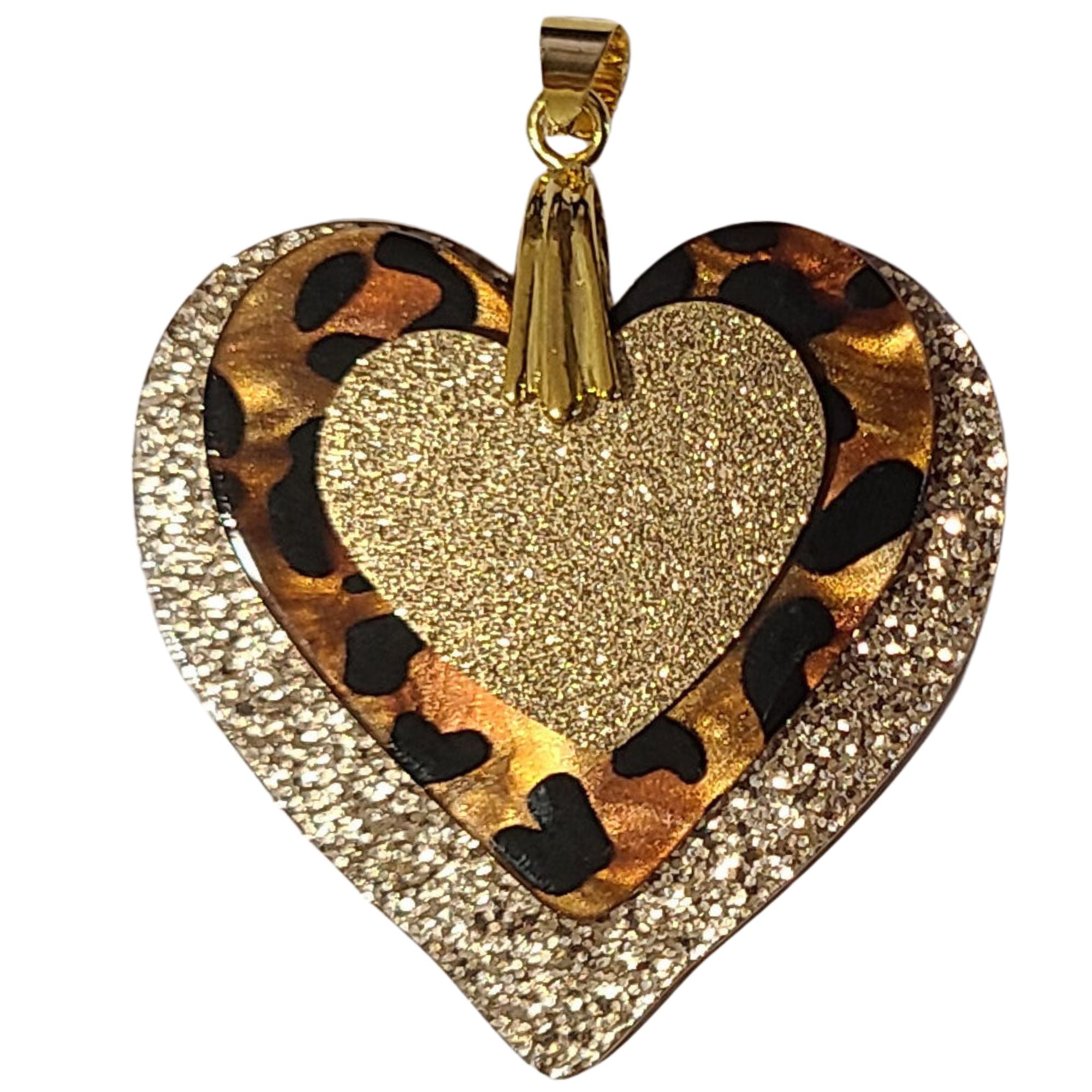 ARTSHOP Pendentif Cœur Léopard Foncé x1 résine
