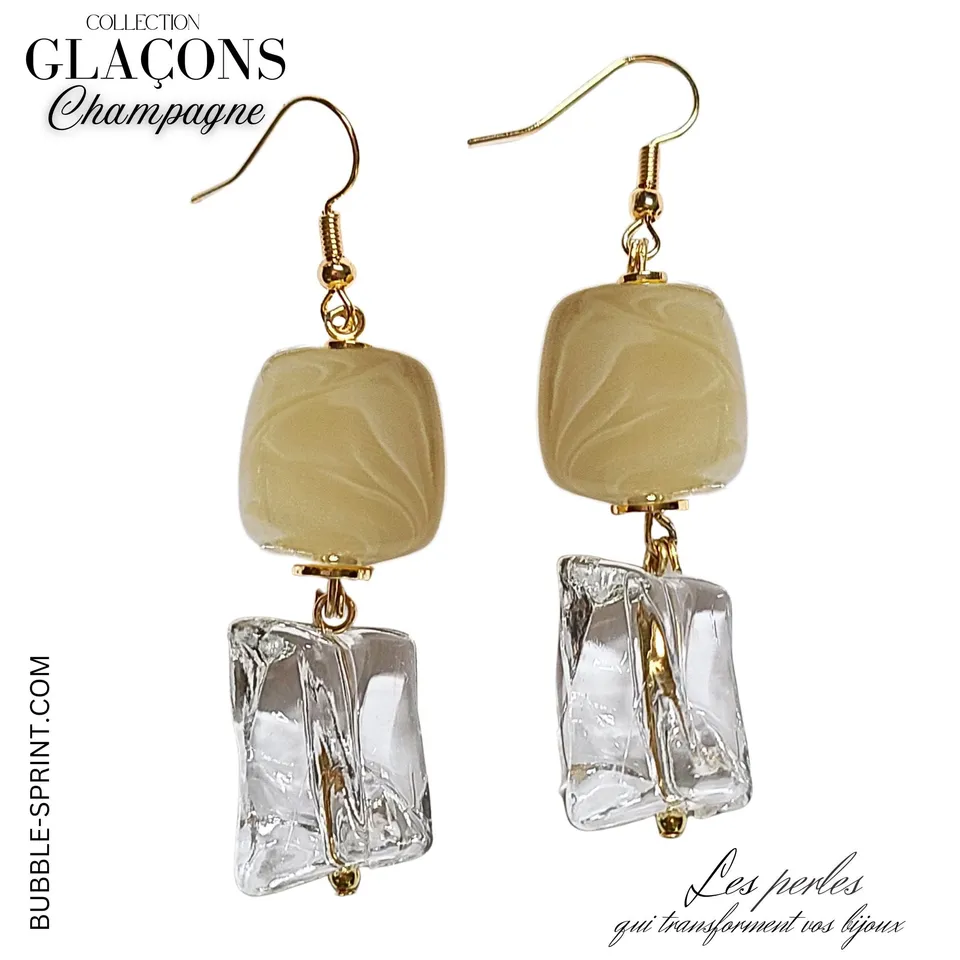 Artshop Glaçons kit boucles d’oreilles champagne plaqué or