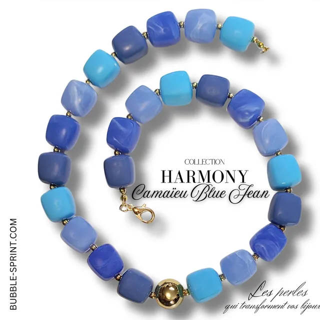 ARTSHOP Harmony Collier camaïeu Blue Jean 50 cm kit