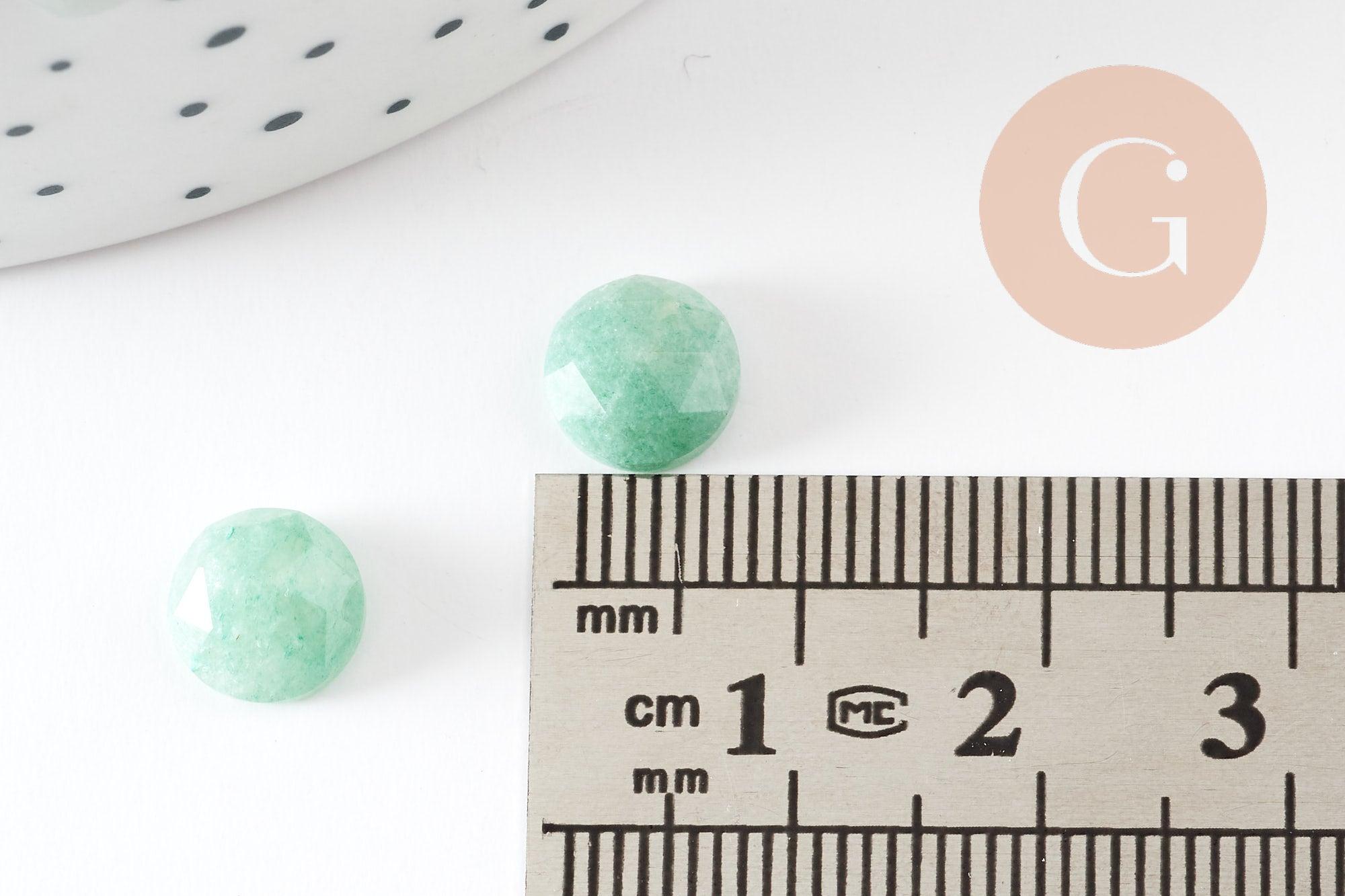 Gingerlily Cabochon rond aventurine naturelle facetté 7.5mm x1