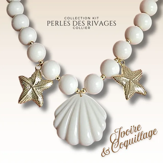 Artshop Kit collier Perles des rivages ivoire coquillage 40 cm