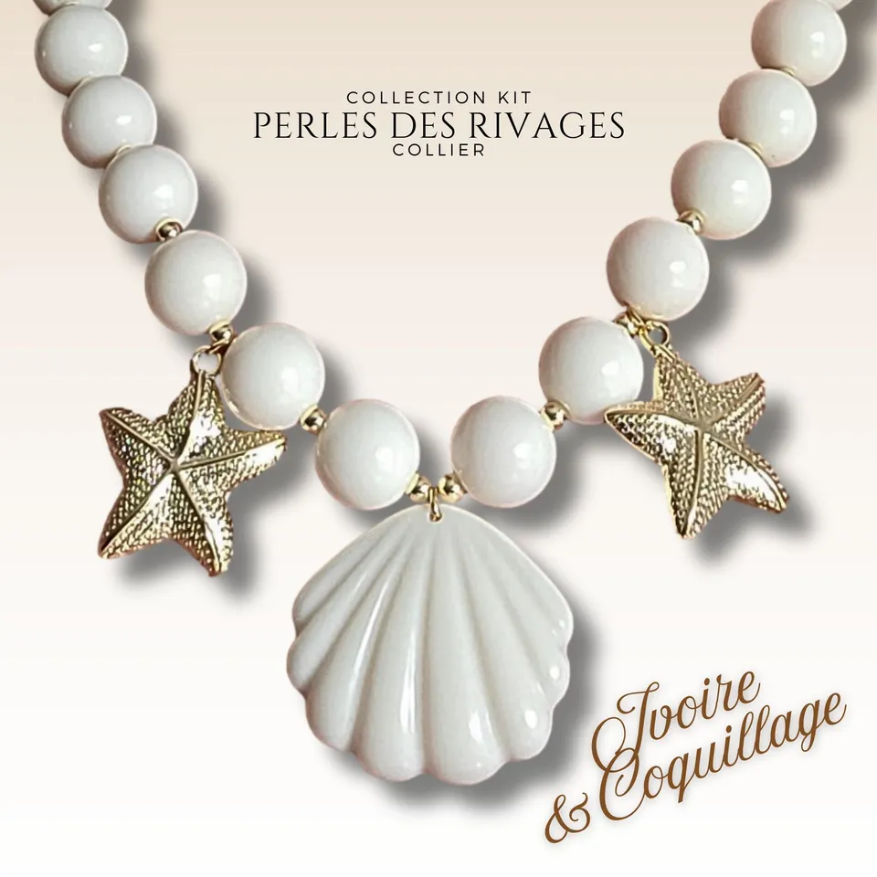 Artshop Kit collier Perles des rivages ivoire coquillage 40 cm