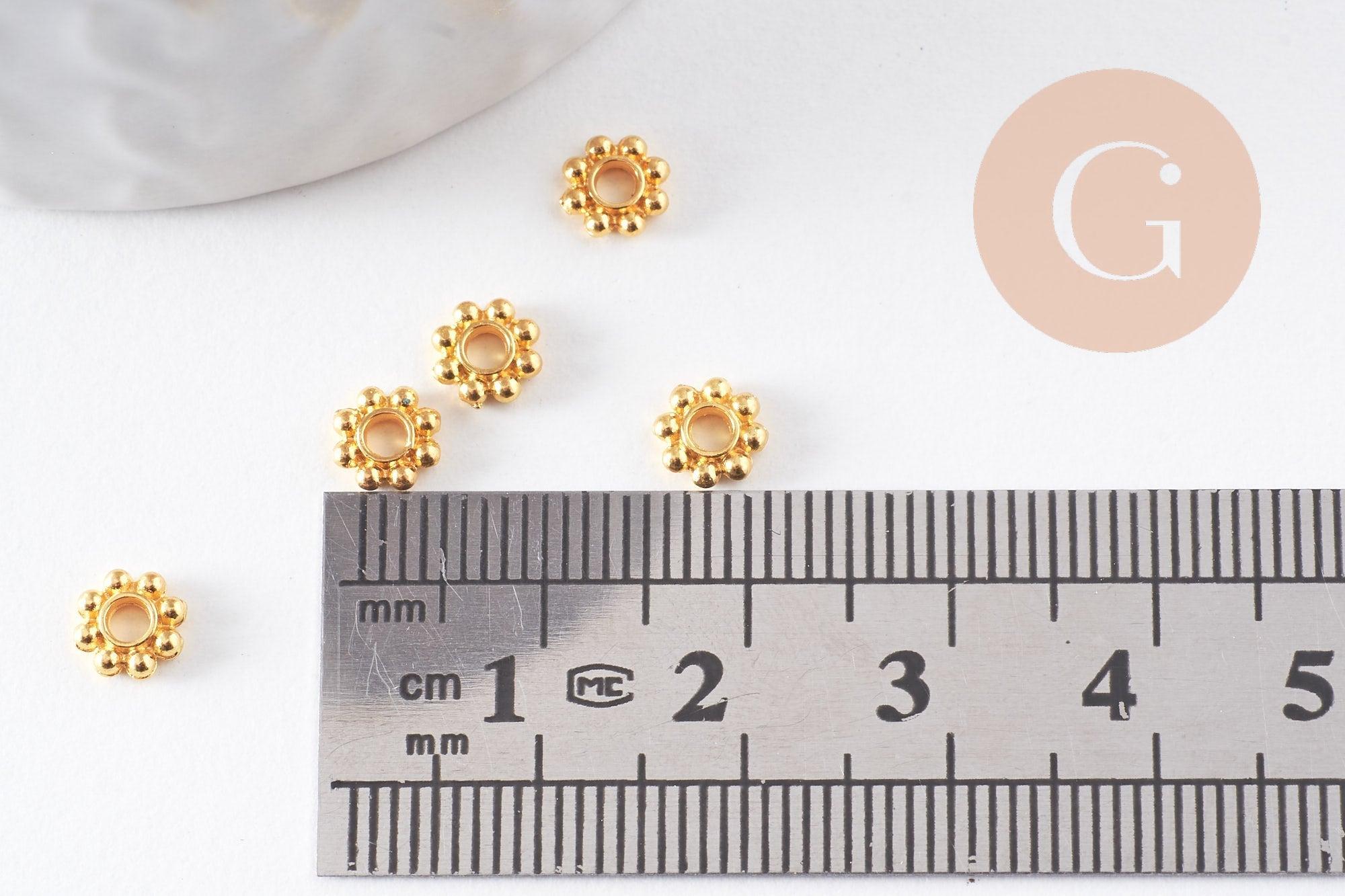 Gingerlily G10093 perles rondelles fleurs doré 5mm x50