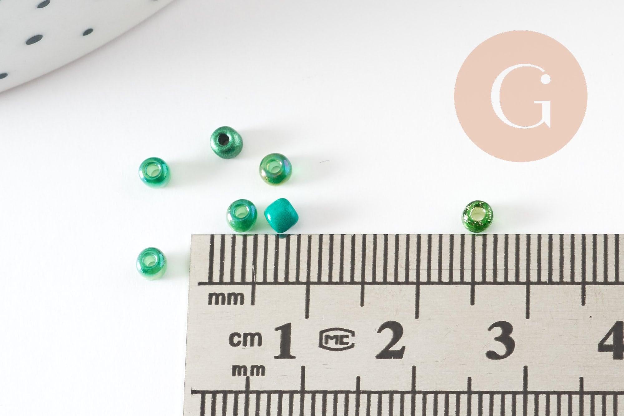 Gingerlily Perles Rocailles verre verts 10g camaïeu G9511