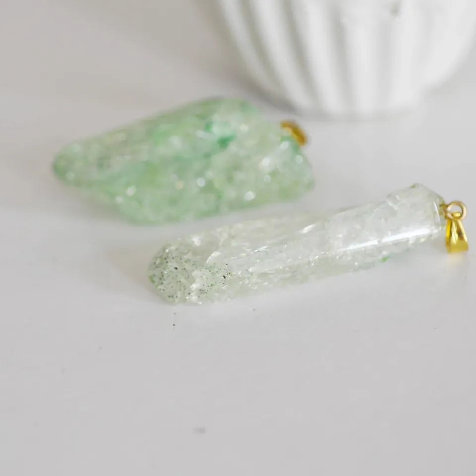 Gingerlily Pendentifs DIY G2355 pendentif cristal vert doré x1