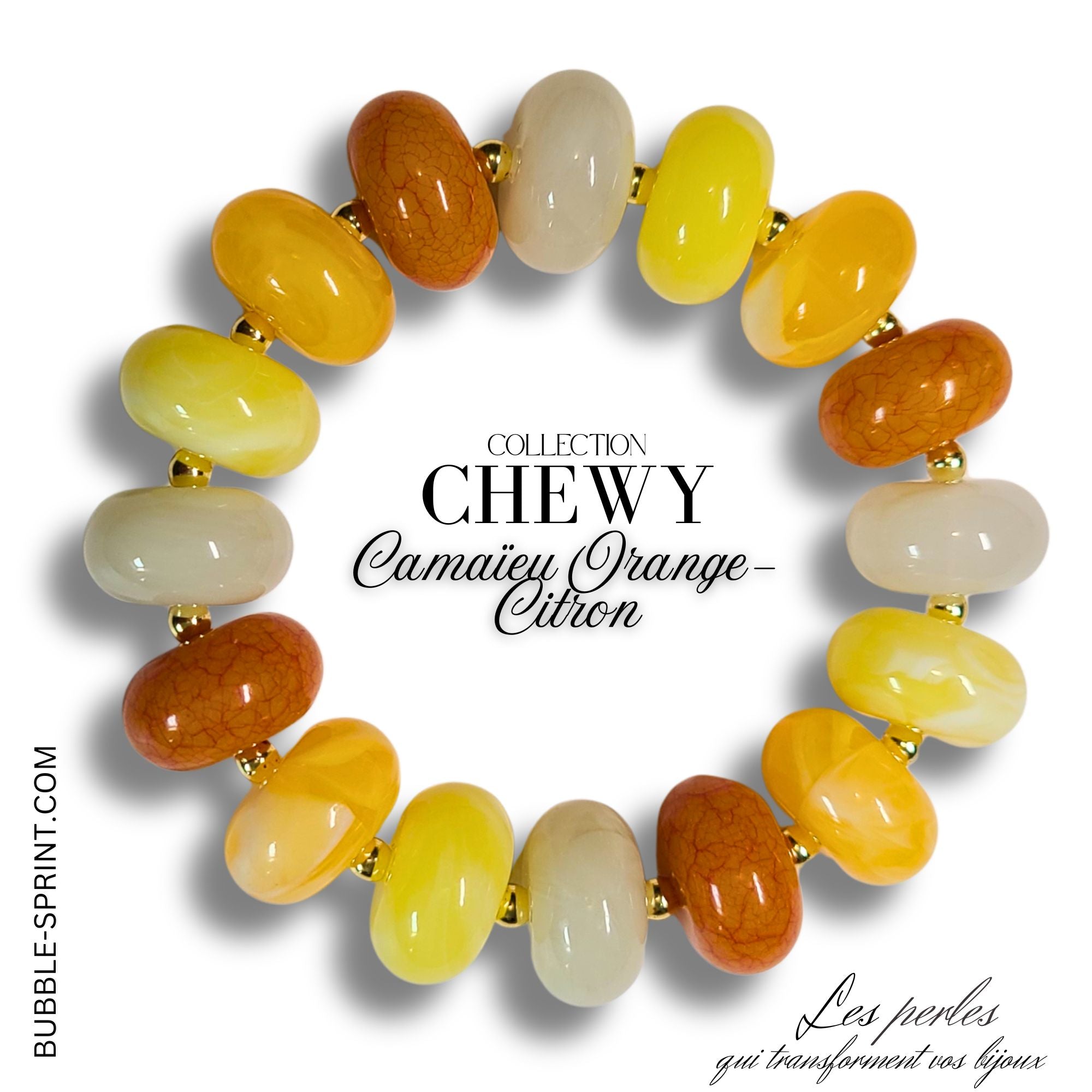 ARTSHOP CHEWY bracelet orange-citron kit acrylique élastique