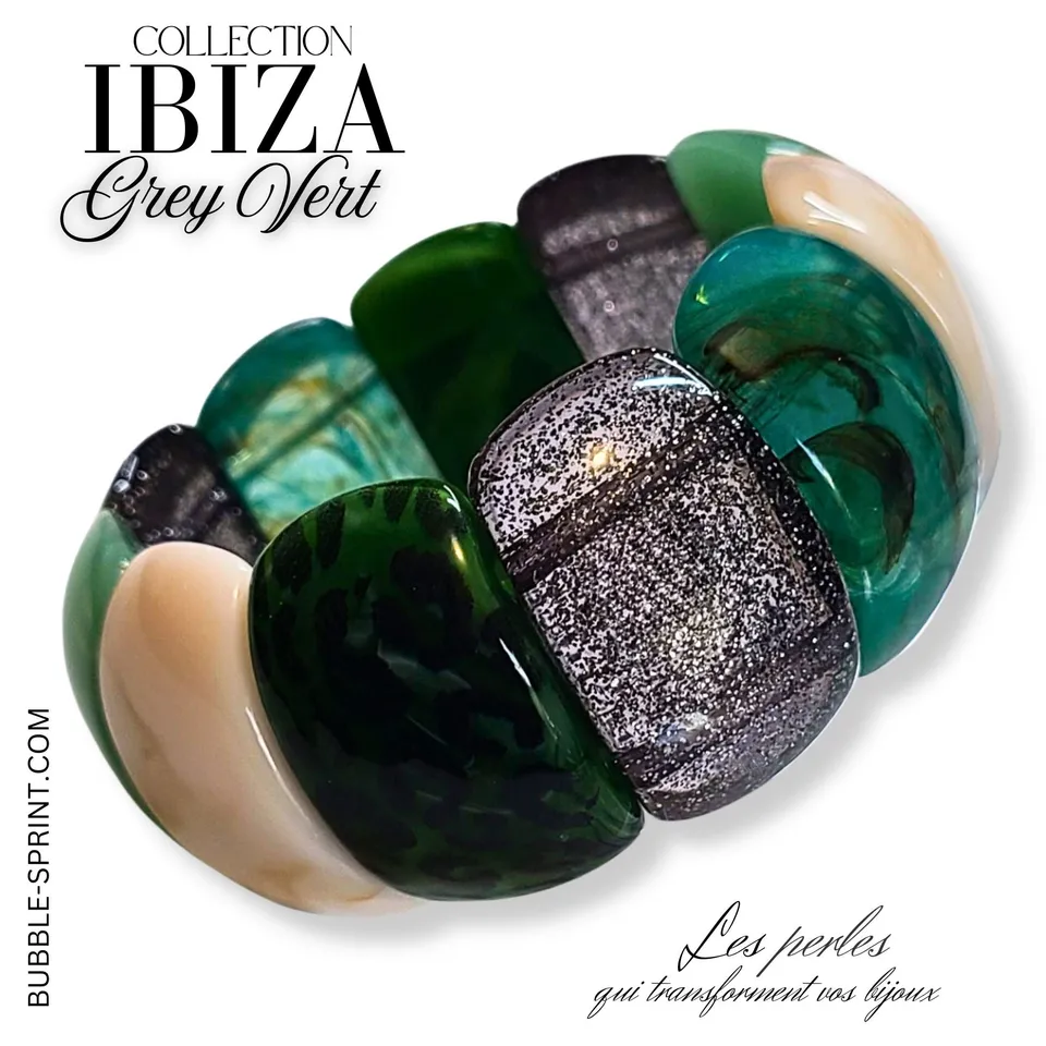ARTSHOP Ibiza bracelet fantaisie grey vert monté