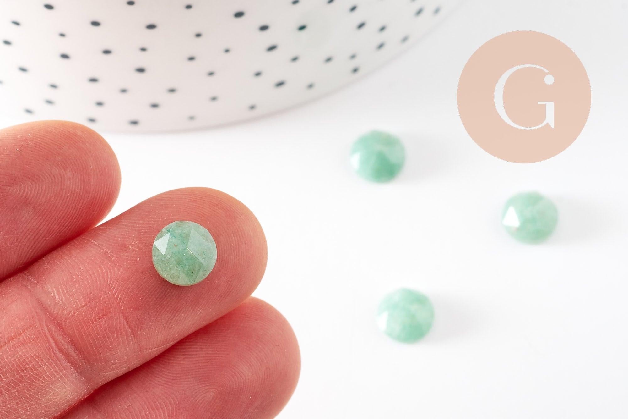 Gingerlily Cabochon rond aventurine naturelle facetté 7.5mm x1