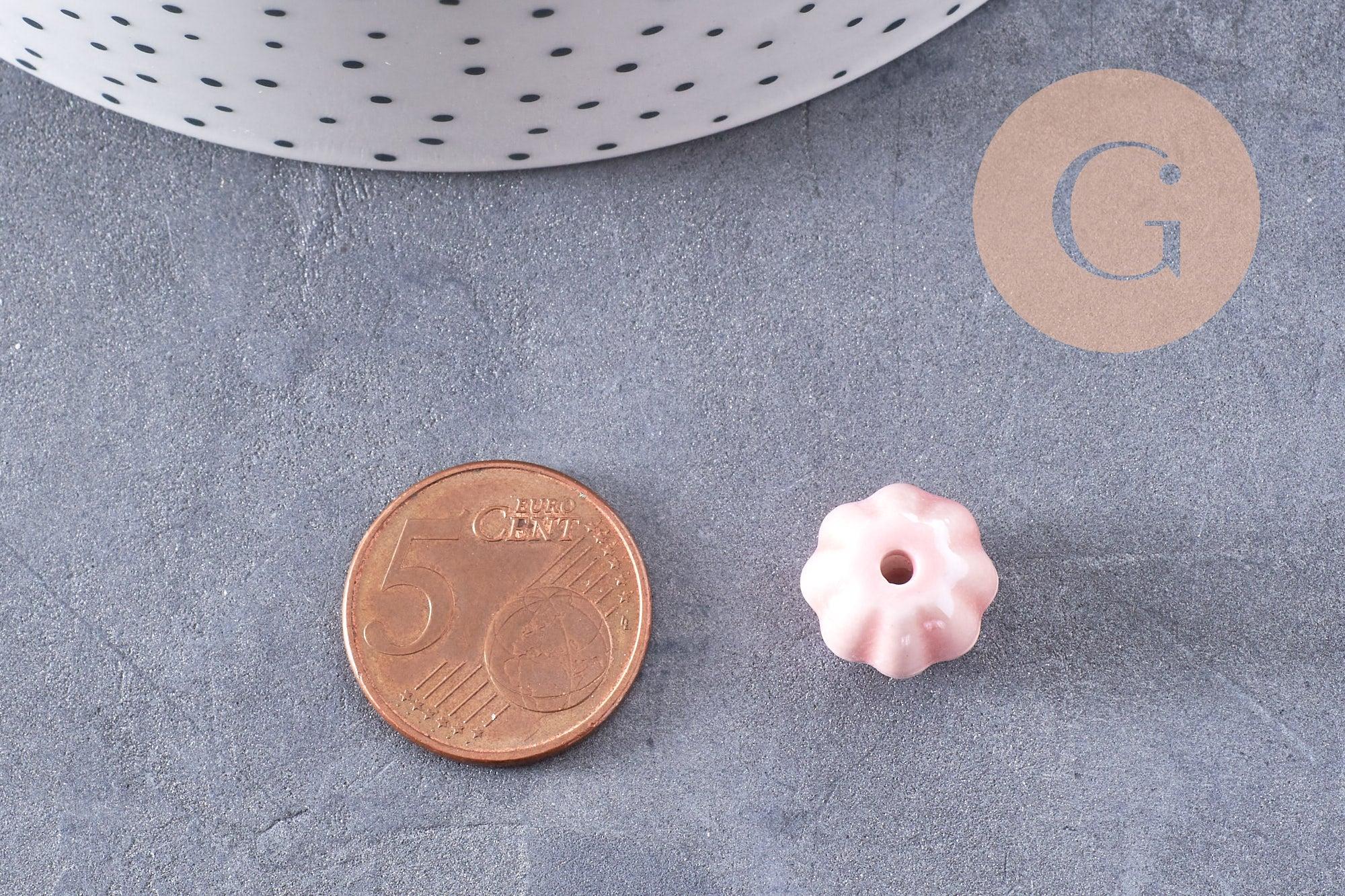Gingerlily Perles Ronde porcelaine rose 13mm x10 irisée